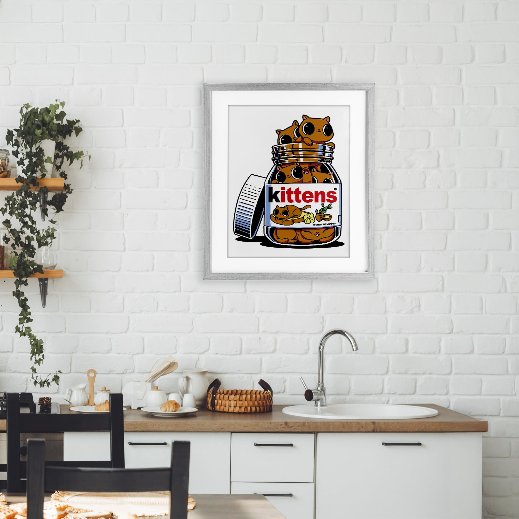 Stupell Industries Hazelnut Spread Cats Gray Framed Print Under Glass, design by Tobe Fonseca