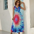 thumbnail image 2 of Colorful Swirls Tie-dye Sleeveless Dress Female Clothing Dress Women Summer 2025 Dress, 2 of 6
