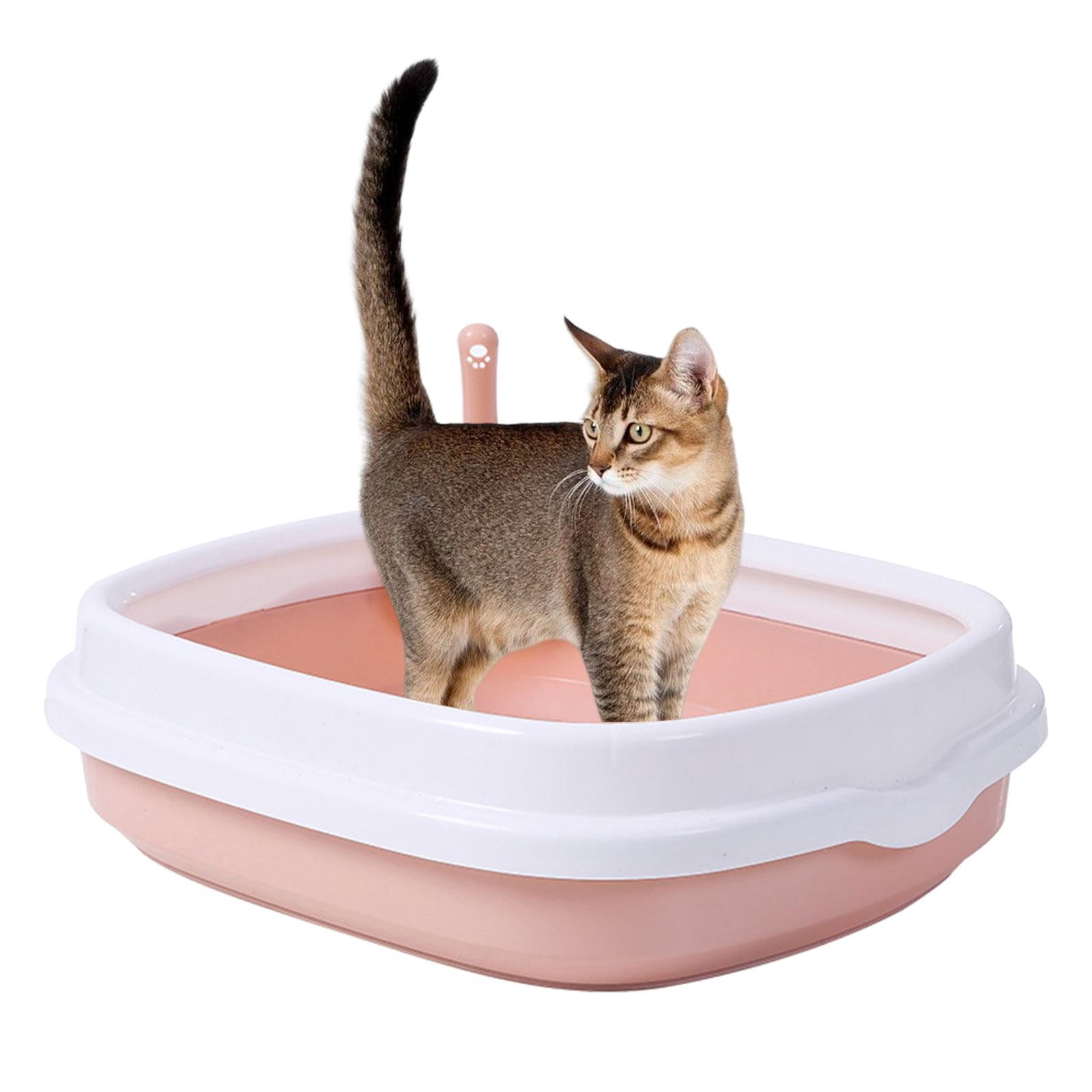 Bvdfgk Semi Enclosed Cat Litter Box Pet Bedpan Easy Cleaning Heighten Dog Tray Durable Yellow