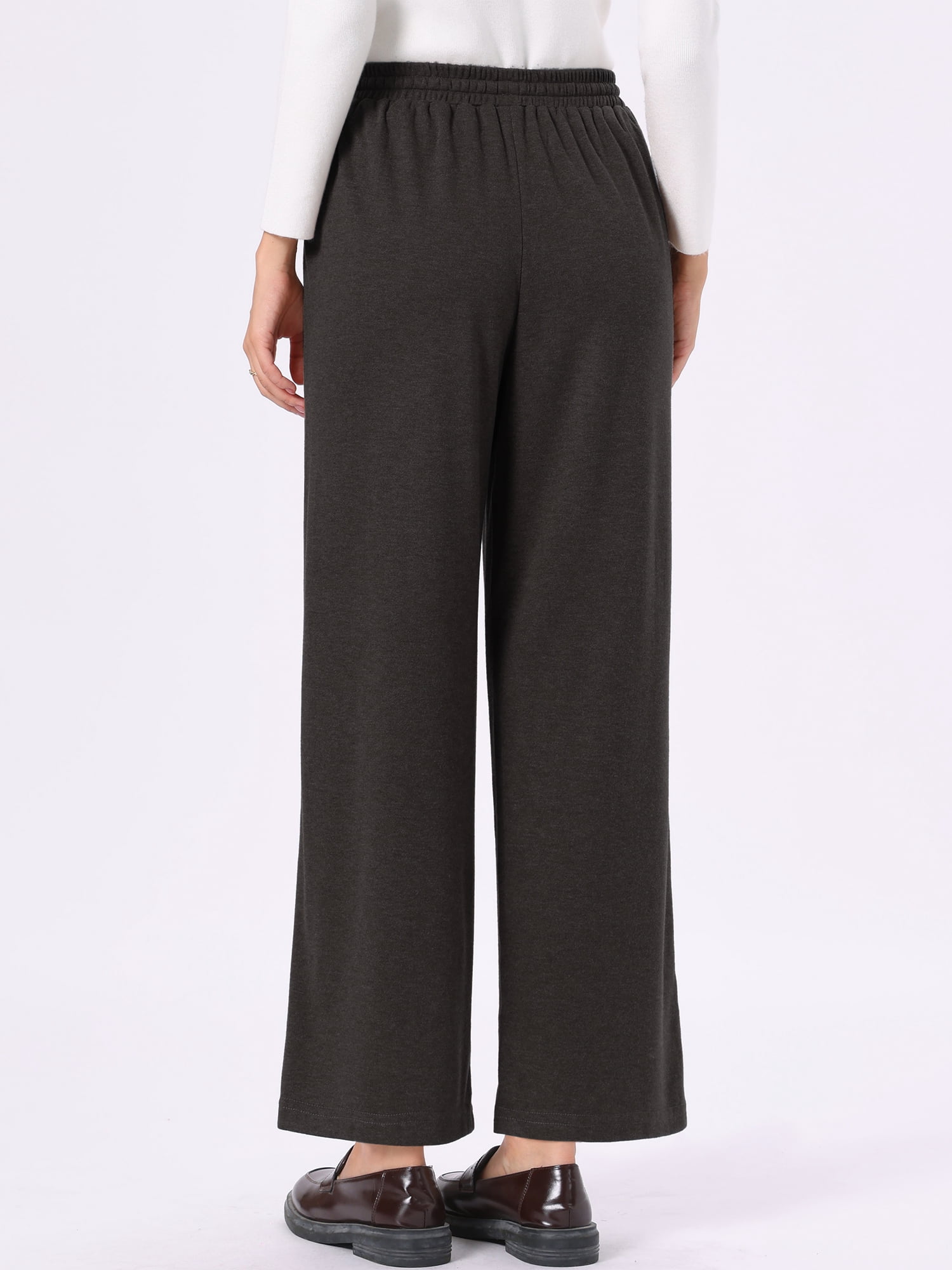 DARING DIVA Women's Wide Leg Pants Drawstring Waist Pockets Trousers XS Dark Coffee