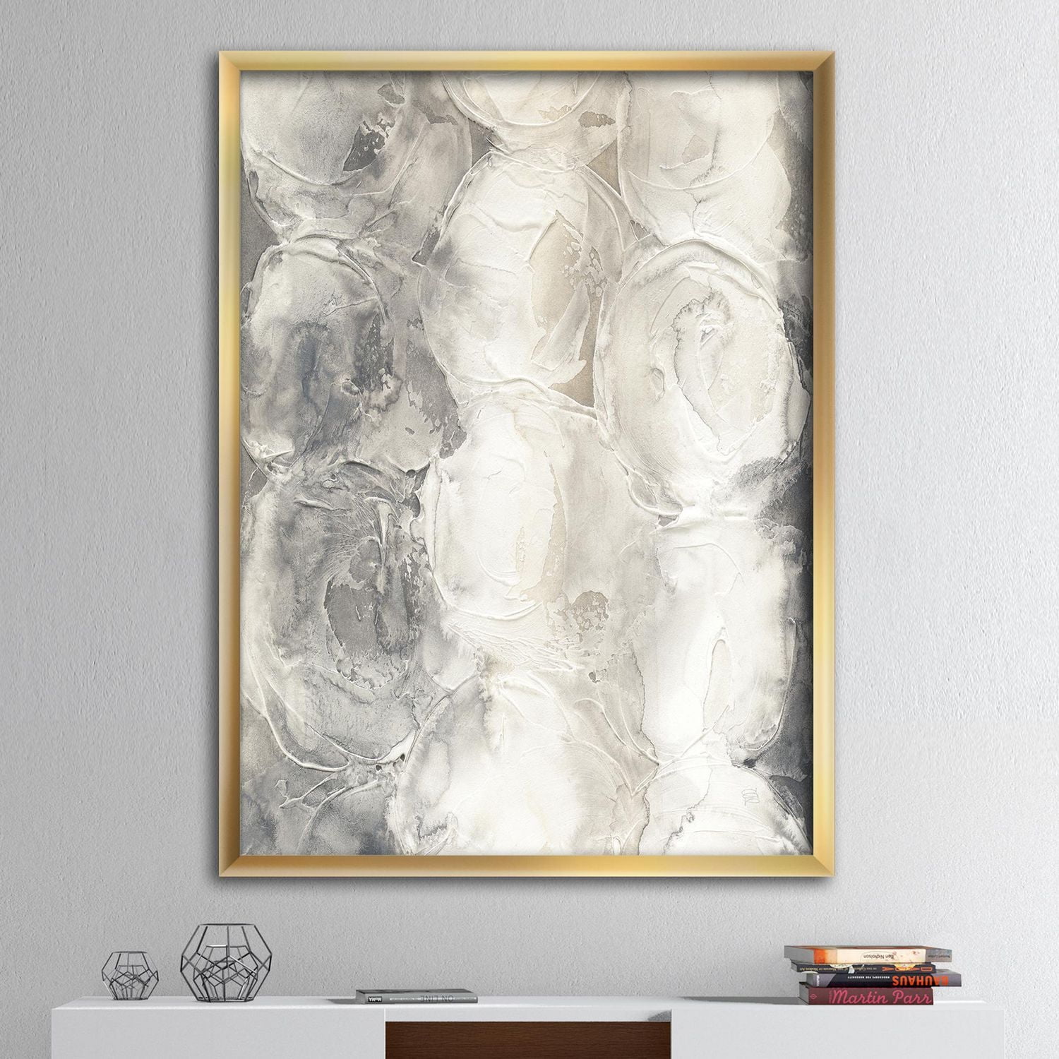 Designart Gray Circles I Framed Wall Art