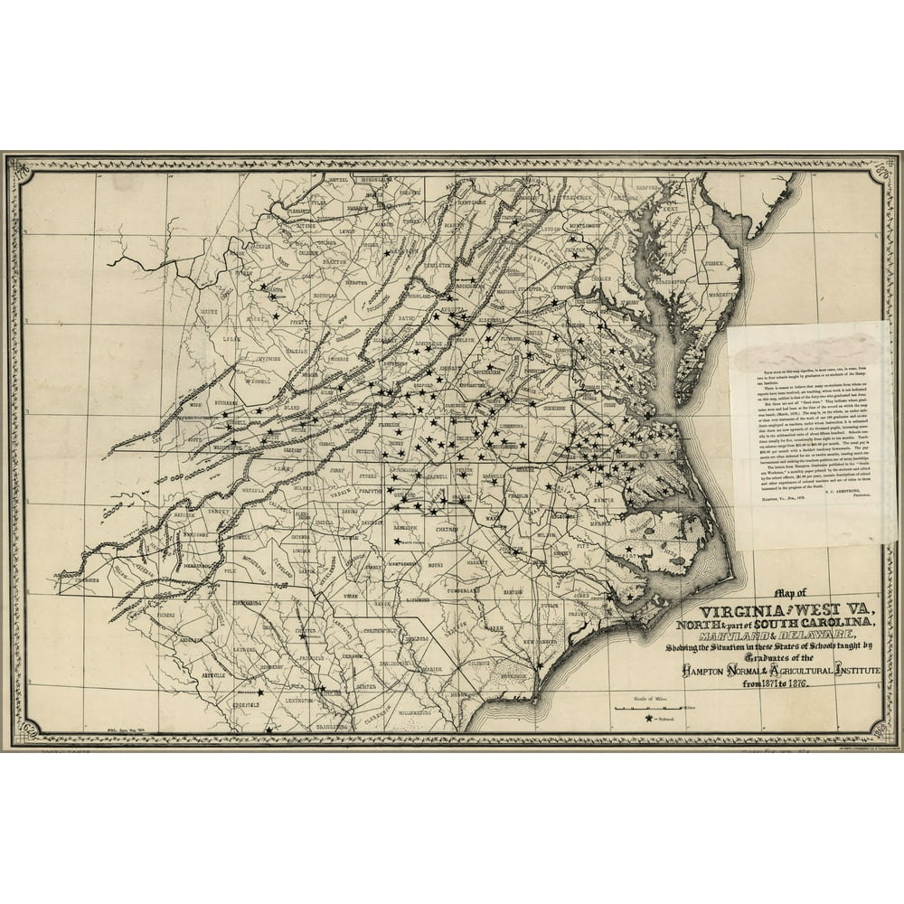24"x36" Gallery Poster, Map of Hampton University teaching positions