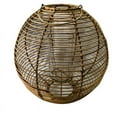 thumbnail image 4 of Mallory Large Candle Holder Brown wood and glass, 4 of 5
