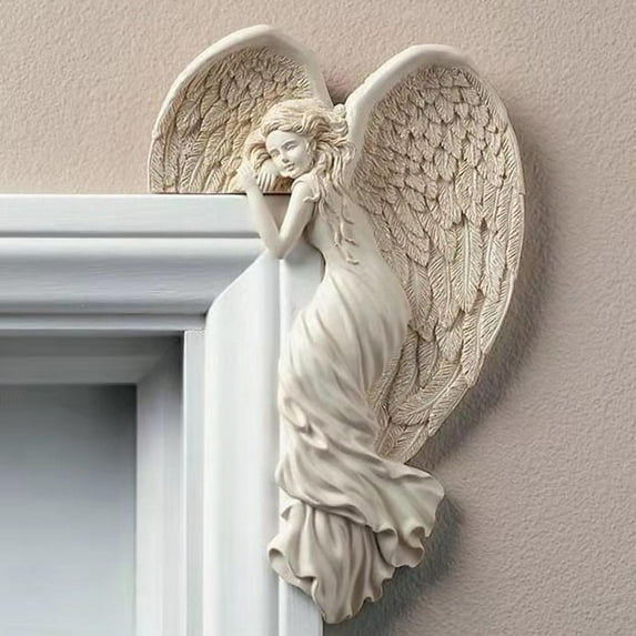Door Frame Angel Decor Statues Crafts Resin Corner Angel Figurine Ornament Wall Art for Home Accent Indoor Outdoor Church Wedding Decoration Right