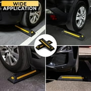 Zone Tech Heavy Duty Vehicle Rubber Parking Guide - 1 Pc Durable Car, Van, Truck Garage Driveway Floor Wheel Stopper Professional Grade Parking with Reflective Tape