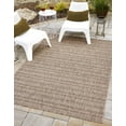 thumbnail image 3 of Unique Loom Outdoor Striped Collection Area Rug - Maia (6' 1" x 9' Rectangle Natural/Black), 3 of 9