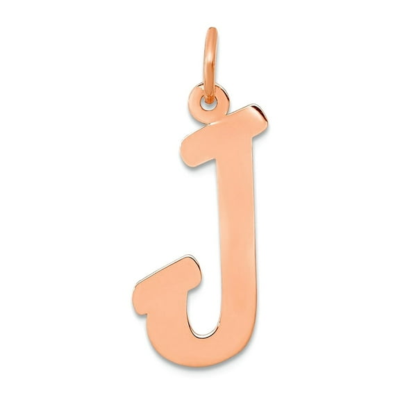 14k Rose Gold Small Script Letter J Initial Charm Pendant Necklace for Women - .2 Grams