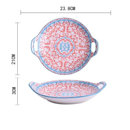 

Livesture Bakeware Ceramic Cheese Baked Rice Plate Fruit Plate Weaving red fire dance