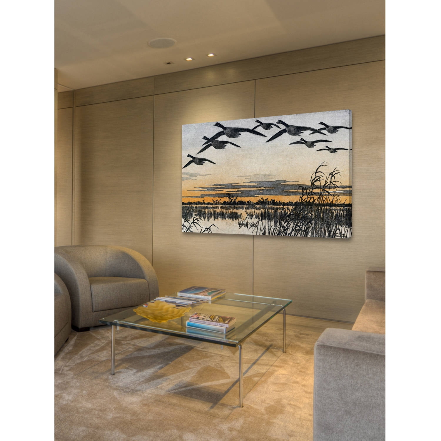 "Geese in Flight" Painting Print on Wrapped Canvas
