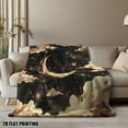 thumbnail image 4 of 1pc Extra Thick 280gsm Heavyweight Flannel Blanket - Deep Blue & Black Night Sky with Turquoise Moon, Mountains & Stars - All-Season Soft Bedspread, Couch Throw, or Floor Mat - Luxury Bedding for Mod, 4 of 10