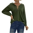 thumbnail image 2 of UPPADA Lightweight Hoodies for Women Lace Up Front Drawstring Hoodie Long Sleeve Fall Fashion Hooded Sweatershirt Womens Hoodies Oversized Army Green,S, 2 of 7