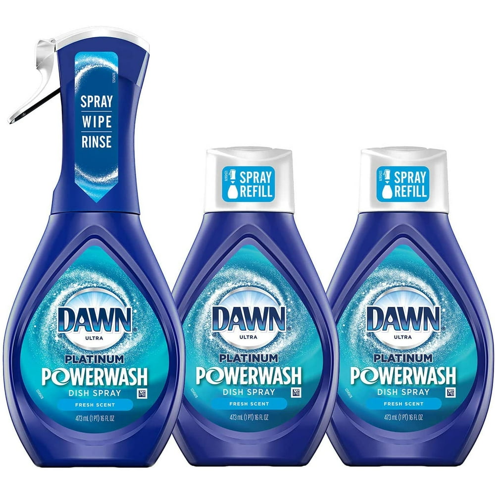 Dawn Platinum PowerWash Dish Spray Value Pack, 1+2 Refills, 16 Fluid