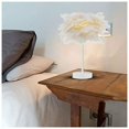 thumbnail image 2 of Lámpara de mesa con plumas de avestruz, luz de noche decorativa, luz cálida para dormitorio, sala de bodas (avestruz blanco), 2 of 5