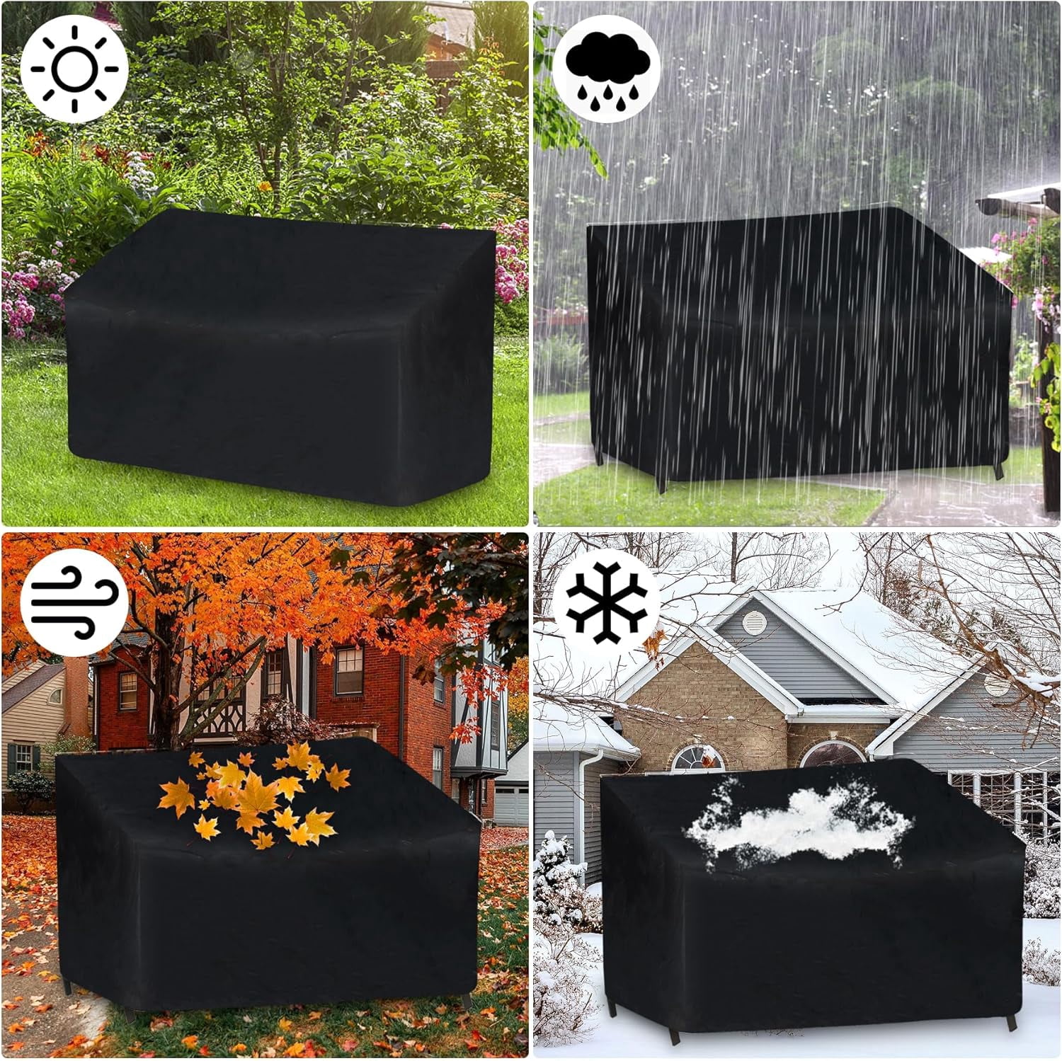 Outdoor Bench Cover, 52" W x 26" D 35" H 2-Seater Patio Cover Waterproof, 210D Heavy Duty Furniture for Garden Loveseat, Bench(Black) -