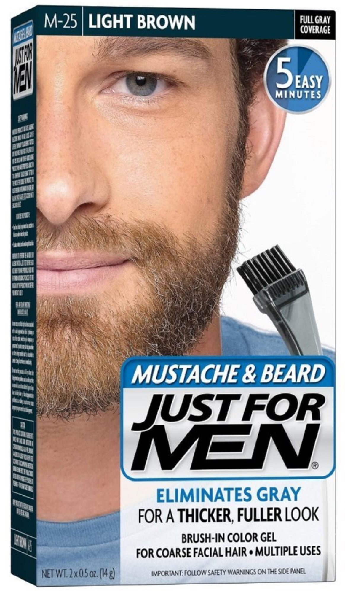 3 Pack JUST FOR MEN BrushIn Color Gel, Mustache & Beard, M25 Light