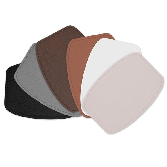 Engravable Leather Patch Blanks for Hats, Jackets & Bags – Laserable Faux Leather Patches with Adhesive & Stitch – Leatherette Apparel Patches in 5 Pack (Cream, 3" x 2" Rounded Rectangle)