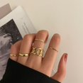 thumbnail image 2 of Conjunto de anillos anchos cruzados para mujer y niña, joyería bohemia de Color dorado, anillos de cola de dedo de cadena Simple, regalos para mujer, 2023, 2 of 4