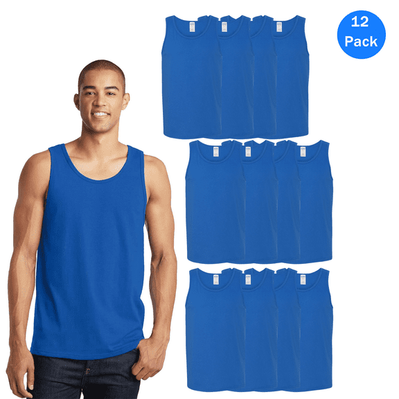 Gildan Men's Heavy Cotton Royel Undershirt Tank Top, Works Sleeveless T-Shirt, Pack 12, S