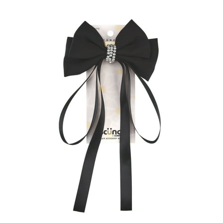 Scunci x Kelsey Anderson Faux Pearl Bow Barrette, Black, 1 count
