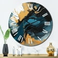 thumbnail image 3 of Designart "Elegant Dark Blue and Gold Strokes XI" Fractals Oversized Wall Clock, 3 of 5