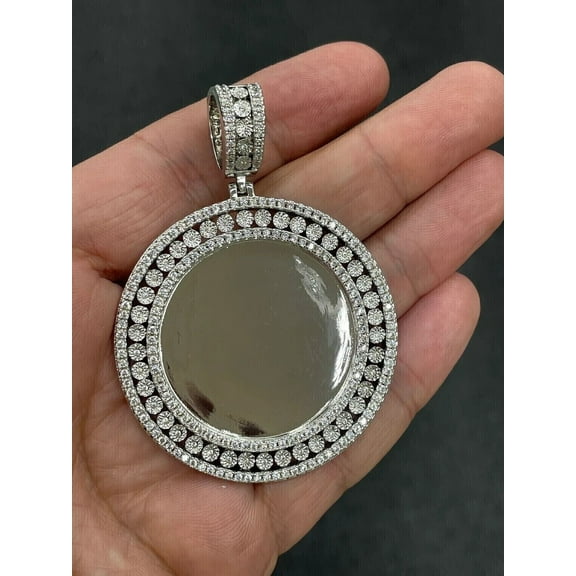 1.90Ct Lab Created Diamond Picture Frame Memory Pendant 14K White Gold Plated