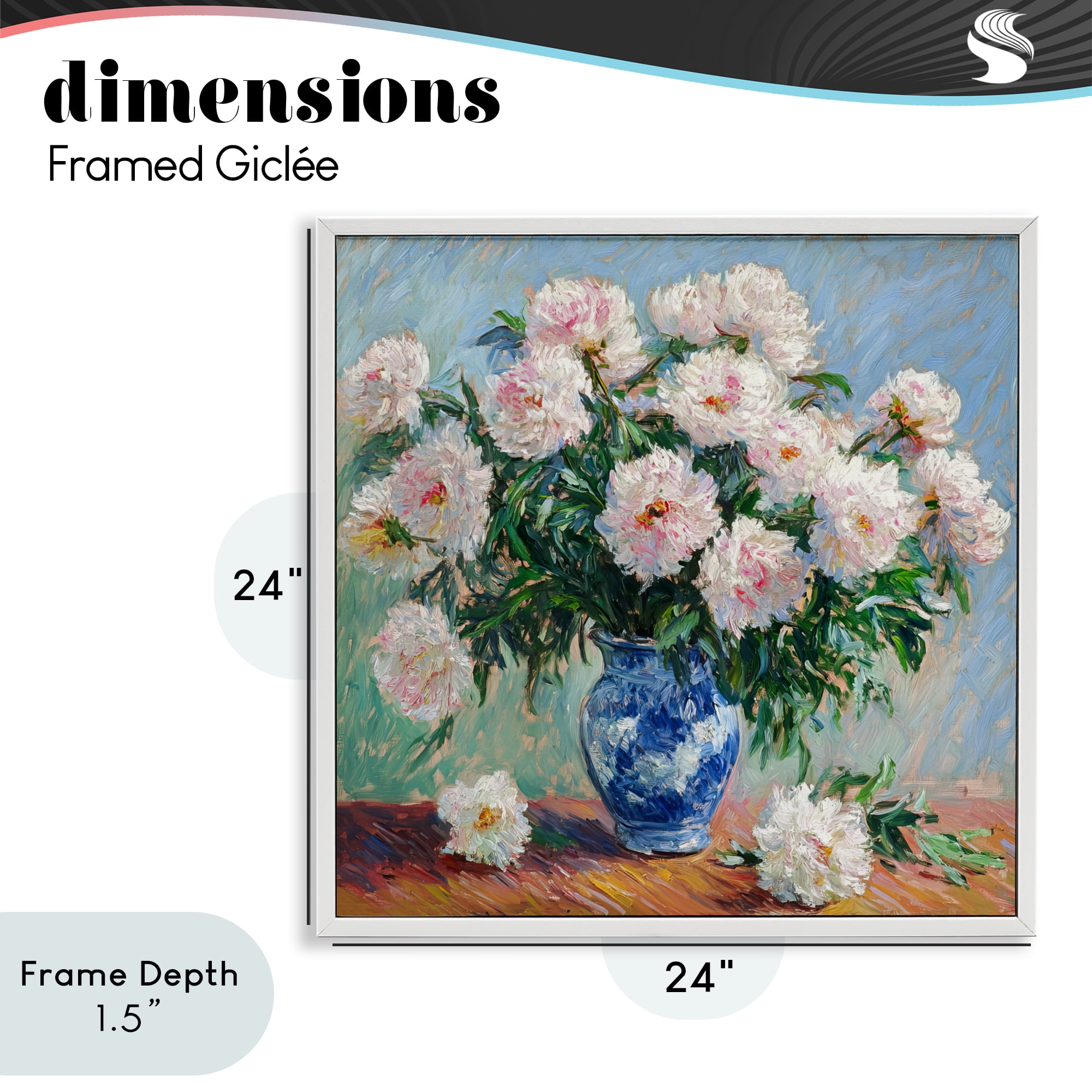 Stupell Industries Peonies in Blue Vase White Framed Giclee Art, design by Tina LeCour
