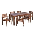 thumbnail image 7 of Fletcher Outdoor 7 Piece Acacia Wood Rectangular Dining Set, Dark Brown, 7 of 7