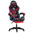 thumbnail image 6 of Hoffree Massage Gaming Chair with Bluetooth Speaker and RGB LED Lights, Ergonomic Video Game Chair High Back Swivel Office Recliner  Chair with Adjustable Footrest, Headrest and Lumbar Support, 6 of 8