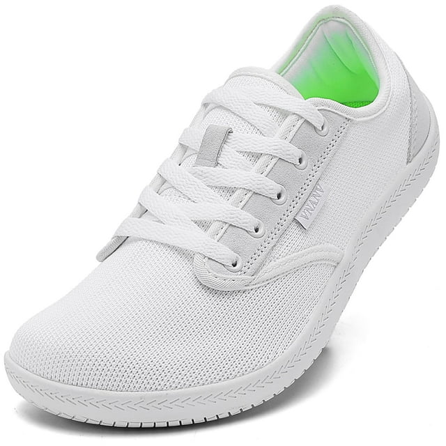 Zapatos VNANV para caminar descalzo con puntera ancha para hombre, color blanco