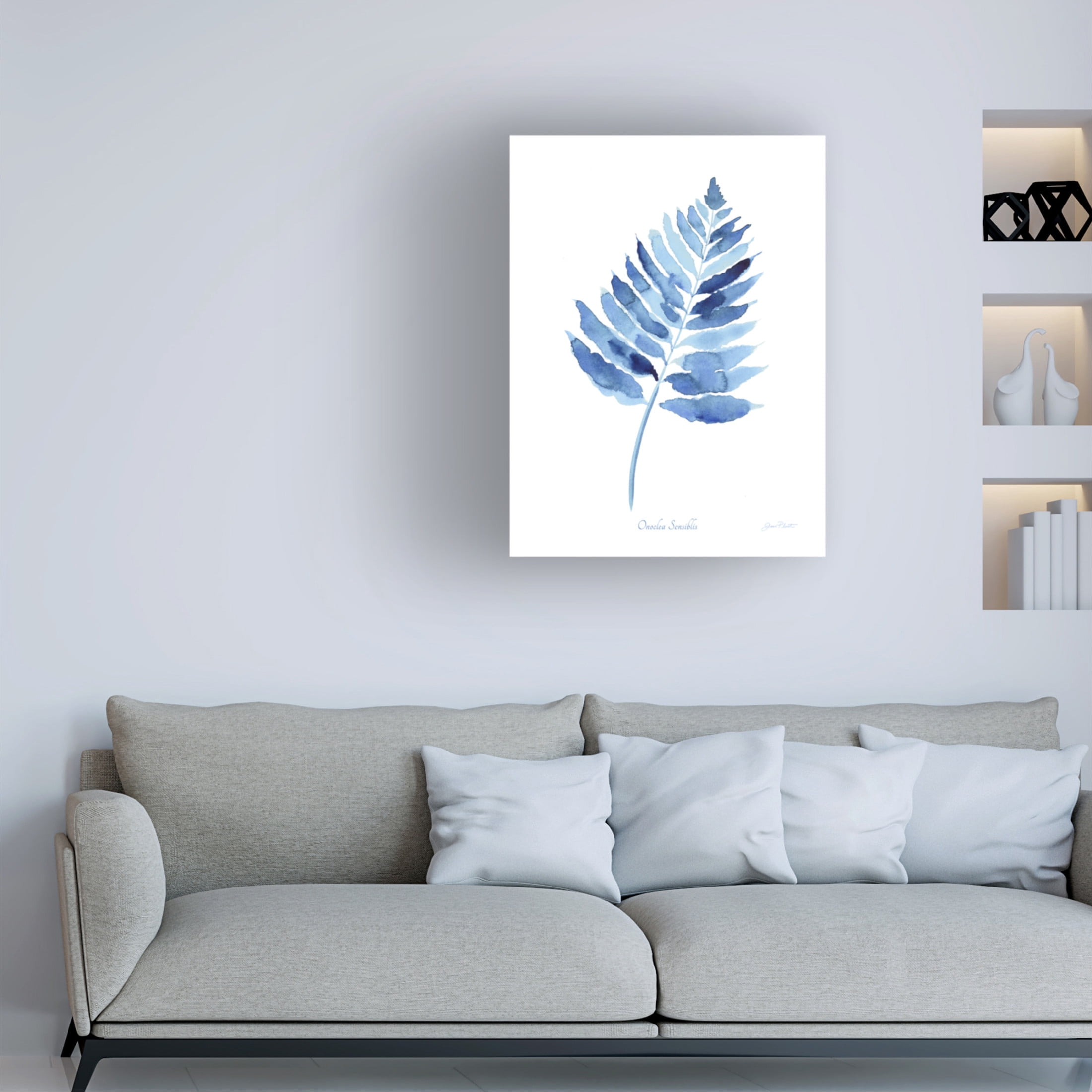 Canvas Wall Art - Jean Plout 'Indigo Botanical 2' Wall Art for Living Room, Bedroom, or Office Décor by Trademark Fine Art - 18 x 24 Inches