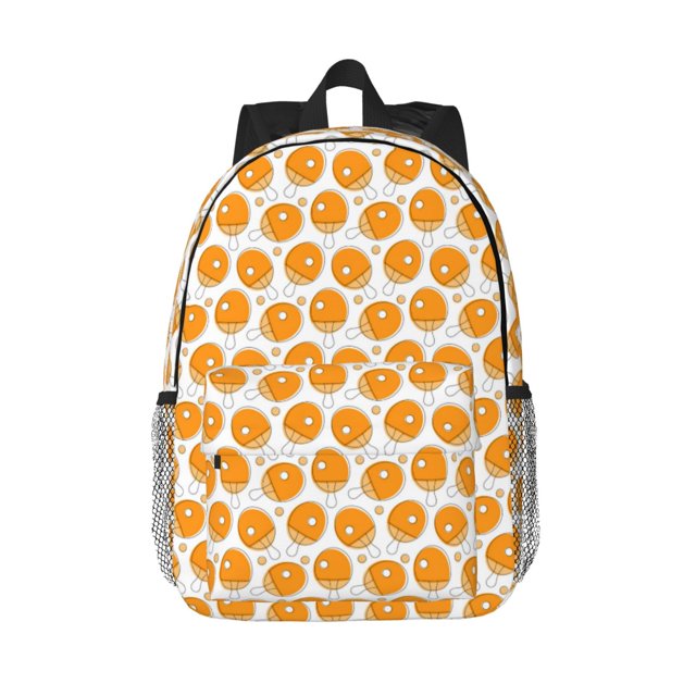 Wukai Ping-Pong Table Tennis Racket Print 15Inch Student Backpack, Multi-compartment Waterproof Lightweight Backpack, Suitable for School, Office, Sports, Unisex
