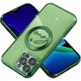 thumbnail image 4 of iPhone 13 Pro Max case, Compatible with MagSafe Luxury Glitter Bling Plating Love with Cute Heart Phone Case Full Camera Lens Protection Magnetic Case for Women Girls Back Cover(Green), 4 of 12
