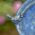 thumbnail image 5 of Zaer Ltd. Ornate Metal Pedestal Style Birdbath with Cast Iron Birds on Rim Full Base (Blue), 5 of 8