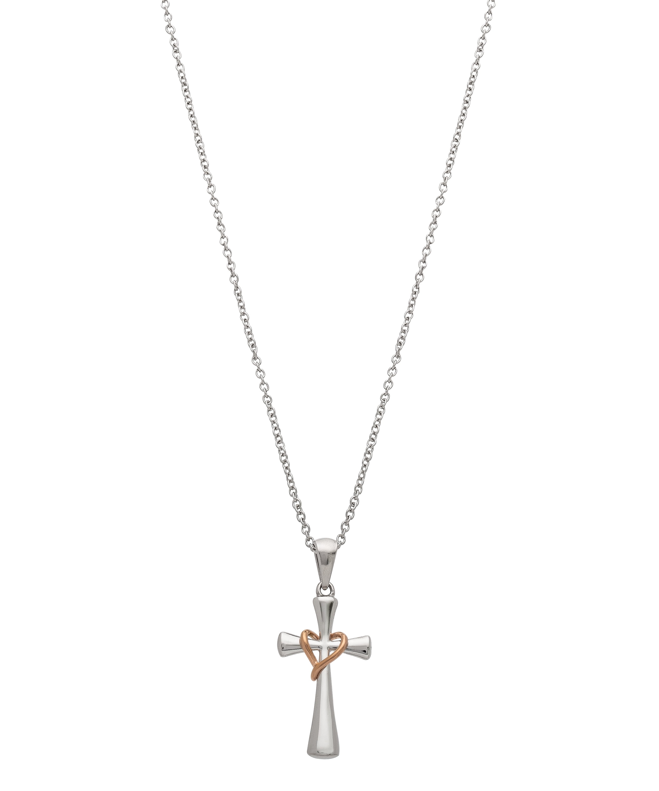 Premier Design chain 18" Silver Heart Necklace w/ Dangle cross SA 