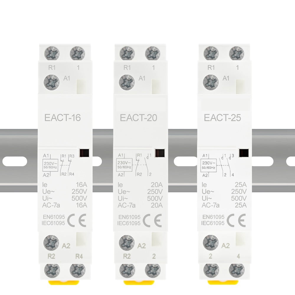 Din Rail Mounted Household Modular AC Contactor 2P 16A 20A 25A 2NO 2NC 1NO 1NC AC220V AC230V 50/60Hz For  Home House Hotel
