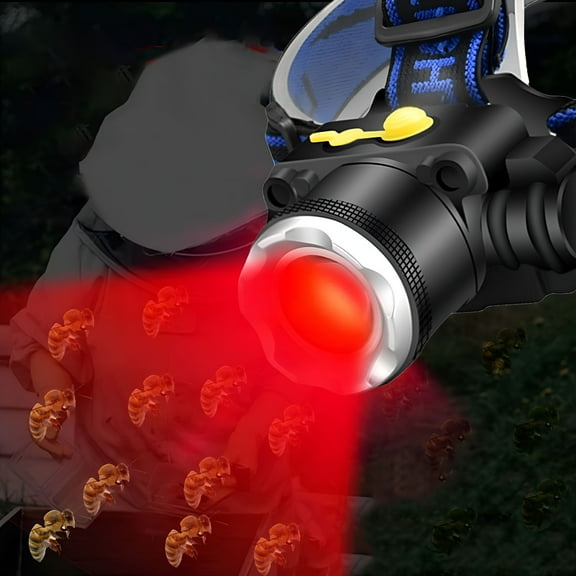 HIBIBUD Red Light Hunting lamp, Super Bright LED -mounted Flashlight Rechargeable Waterproof Adjustable light for Beekeeping, Camping, Hunting, Fishing