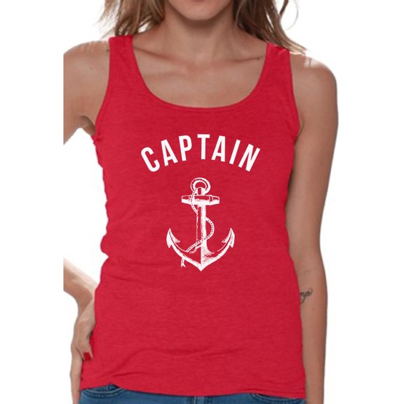 Awkward Styles Captain Tank Top for Ladies Marine Themed Party Cute Gifts for Wife Captain Clothes for Mom Captain Tank Top for Women Sea Tank Top for Girls Sea Lovers Gifts Captain T Shirts