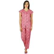 Bimba Cotton Night Wear Pajama Set Short Sleeve Shirt with Pyjamas Night Suit