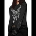 thumbnail image 2 of Camisetas Gráficas para Mujeres, Adolescentes, Estética Grunge, Gótica, Y2K, Básica, de Punto, Larga, Otoño. Negro M, 2 of 8