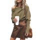 thumbnail image 3 of Sudadera Manga Larga Hombros Descubiertos Casual Suelto Moda Jersey Tops para Mujer OD Verde L, 3 of 6