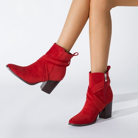

Women Boots Shoes Minimalistic Solid Color High Heel Thick Heel Boots