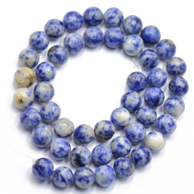 8mm Naturaleza Azul Punto Jaspe Piedra Preciosa DIY Espaciadoras Sueltas 15 `` Fabricación de Joyas Redondas Hechas a Mano Macarena Espaciador flojo