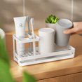 thumbnail image 3 of Hanging Bathroom Organizer with Minimalist Design - 2-Tier Electric Toothbrush Holder, Toothpick Storage & for Countertop Space Saving, Durable Material & Easy Installation, 3 of 6