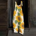 thumbnail image 2 of JULMCOMO Cotton Linen Jumpsuits for Women Pull On Floral Print Scoop Neck Comfy Loose Fit Rompers Tie Strap Vintage Casual Summer Overalls Beige 3XL, 2 of 7