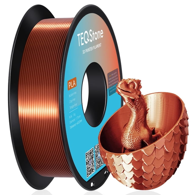 Filamento Pla De Seda Teqstone 1,75 Mm Cobre 1 Kg Brillo Metálico Acabado De Alto Brillo Precisión De Bobinado Perfecto +/-0,02 Mm Filamento Para Impresora 3D Envasado Al Vacío
