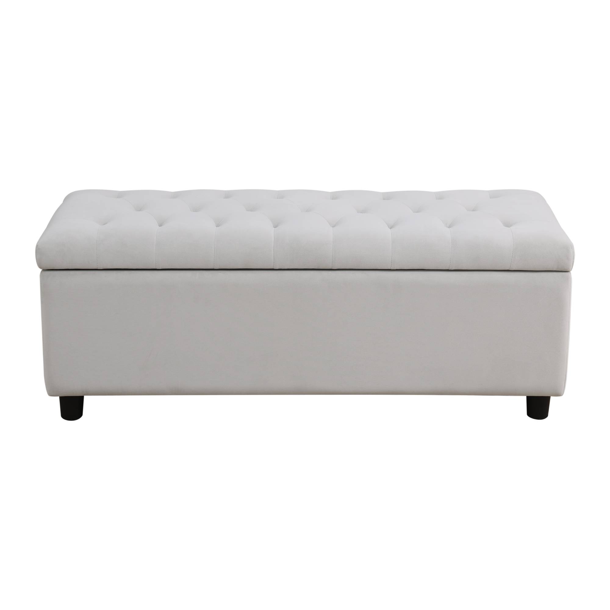 Folding Storage Ottoman Bench, End of Bed Bench, Storage Chest for Living Room, Bedroom, Entryway, Light Grey
