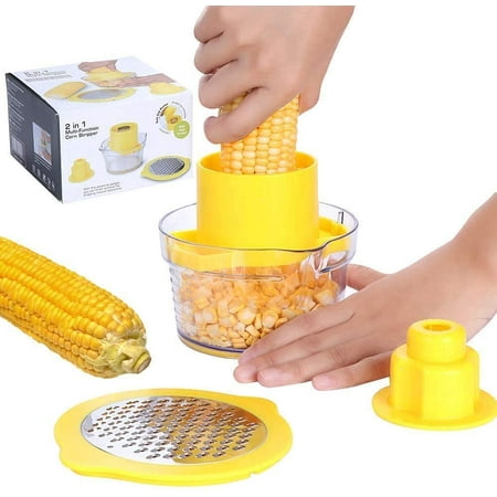 

Corn Peeler 4 in 1 Multifunction Corn Shucker Stripping Tool Stripper Holder Cutter with Measuring Cup Grater Zester Corn Kernel Remover Ginger Graters Thresher