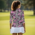 thumbnail image 5 of Uorisanigo Leopard-Print Rose Womens 3/4 Sleeve Golf Shirts Versatile Athletic Polo Workout Tops Comfortable Dry-Fit Fashion Quarter Zip Daily Wear Workout Sports for Women Size S, 5 of 7