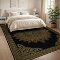 thumbnail image 3 of ODIKA Bordered Meander Frame Geometric Center Border Scroll Greek Key Refined for King Size Bedroom, Master Suite, Under Bed, Foldable Easy Care, 3 of 7