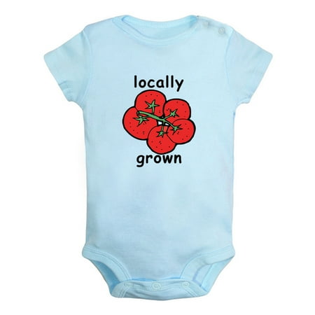

iDzn Locally Grown Funny Rompers For Babies Newborn Baby Unisex Bodysuits Infant Tomato Jumpsuits Toddler 0-12 Months Kids One-Piece Oufits (Blue 6-12 Months)